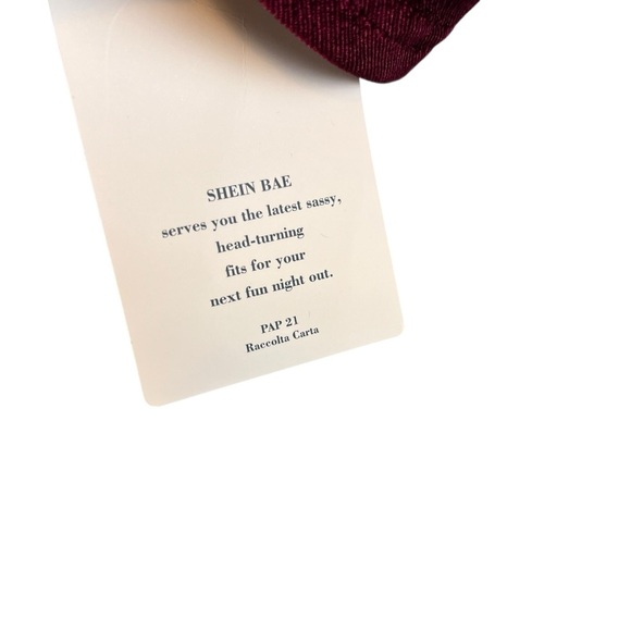 SHEIN Red Vevlet Adjustable Strap Mini Sleeveless Waist Defined V Neck Dress - Picture 5 of 9